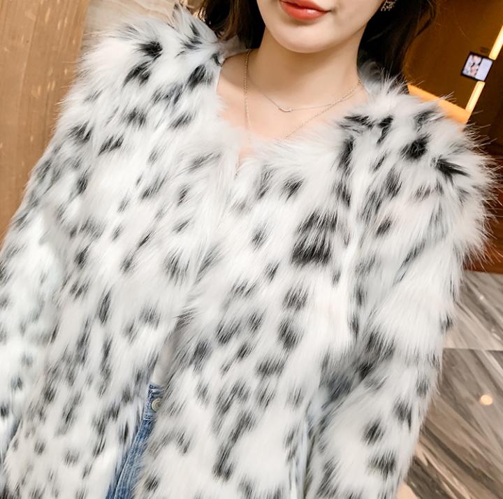 Elmo thick Korean style coat leopard Casual overcoat