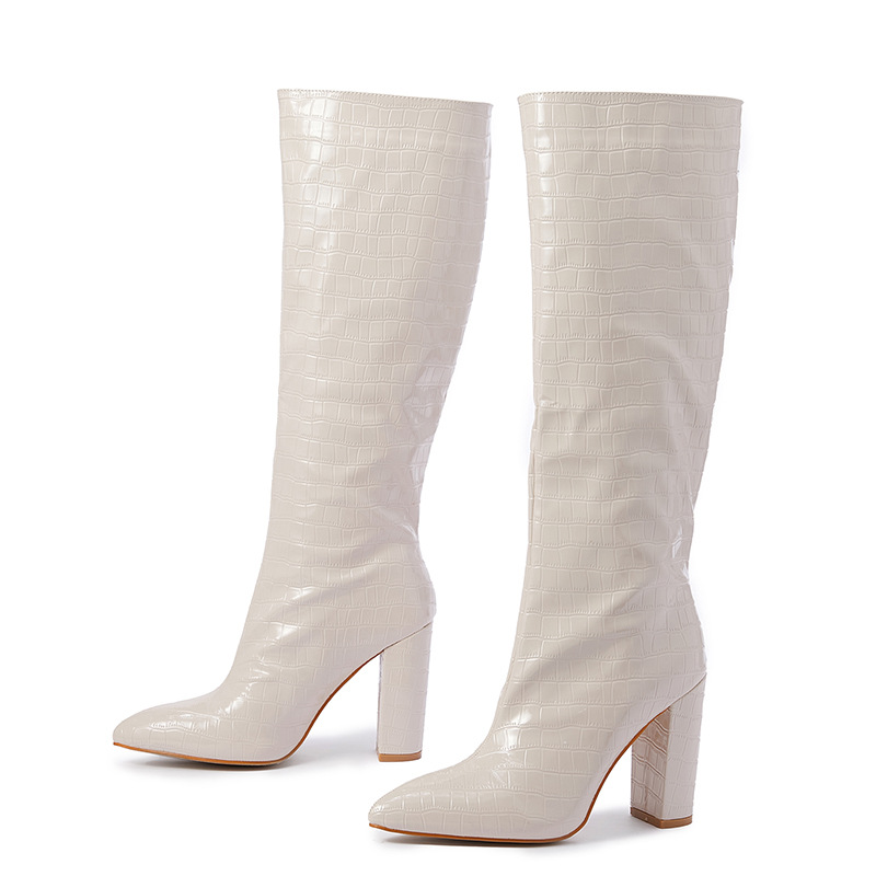 Thick high-heeled women's boots pointed thigh boots
