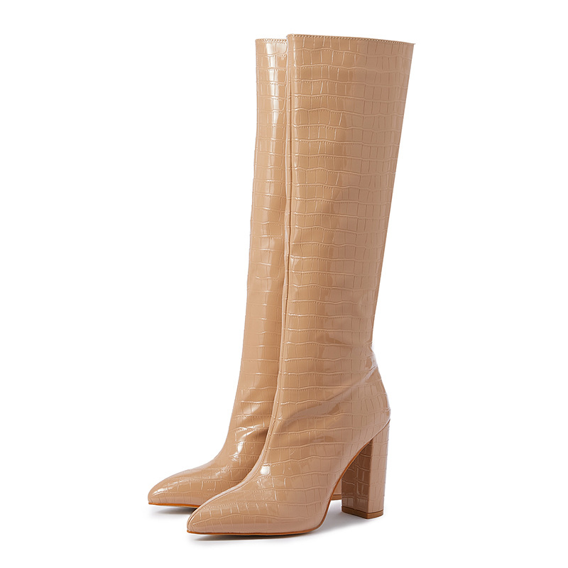 Thick high-heeled women's boots pointed thigh boots