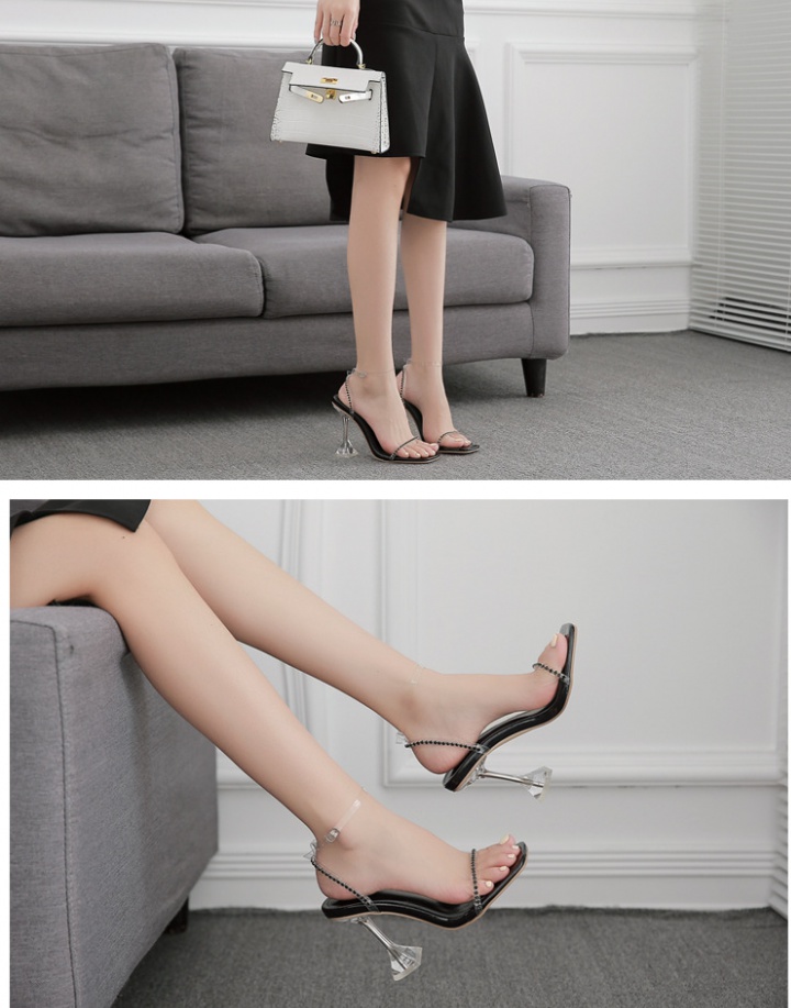 Rhinestone European style high-heeled sandals for women