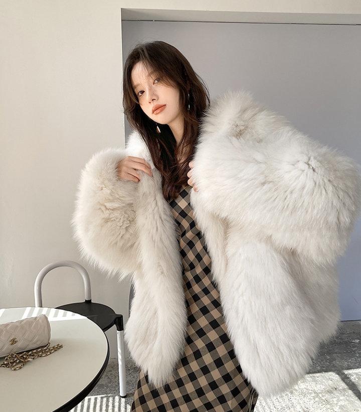Faux fur loose overcoat fashion light coat for women