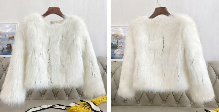 Short butterfly coat weave ladies fur coat for women