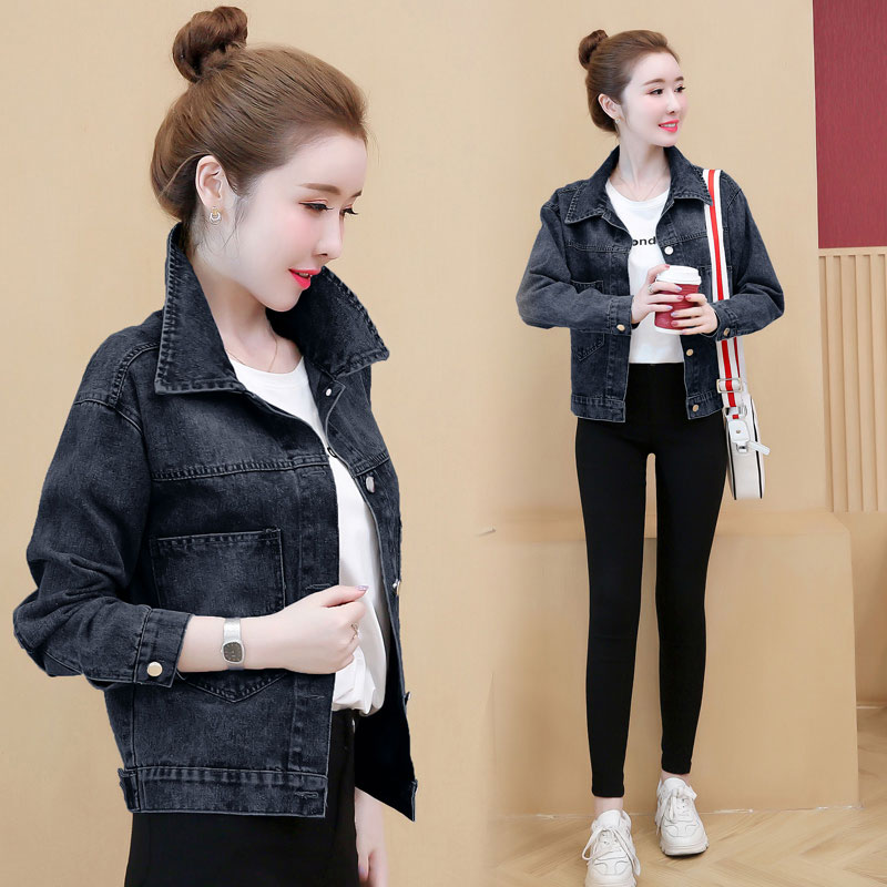 Japanese style loose spring black coat for women