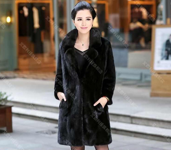 Mink hair long fur coat winter coat