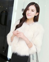 Winter mink hair overcoat slim short fur coat for women