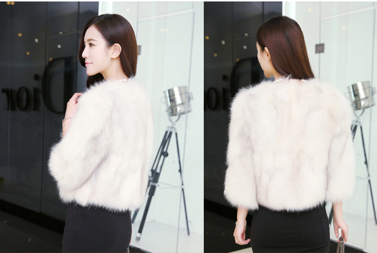 Winter mink hair overcoat slim short fur coat for women