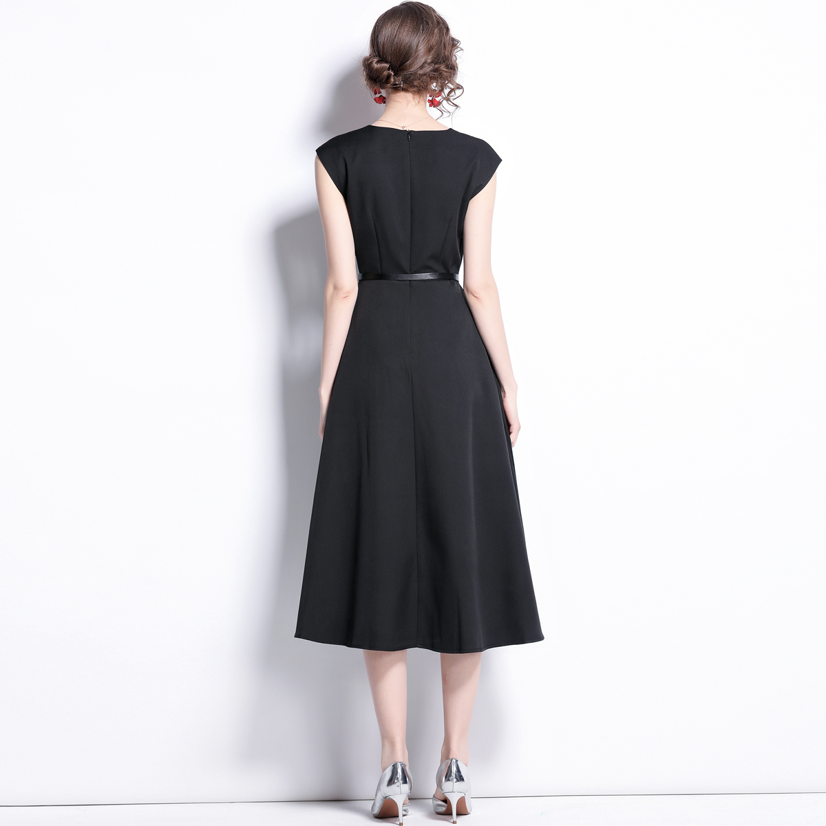 Ladies spring European style black slim dress for women