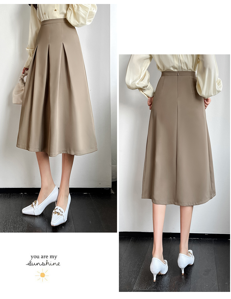 Spring and summer pleated skirt big skirt long skirt