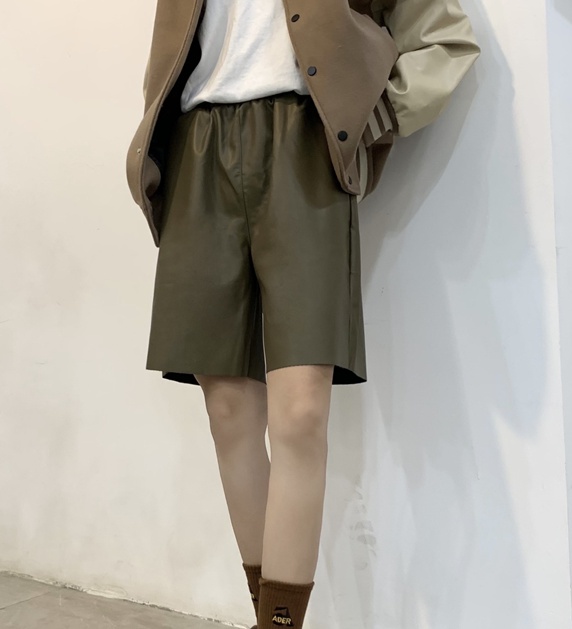 Loose Korean style shorts autumn and winter leather pants