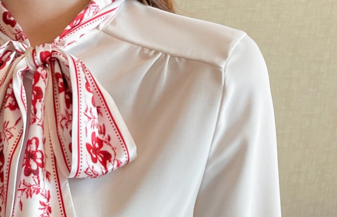 Loose spring long sleeve shirt white printing retro tops