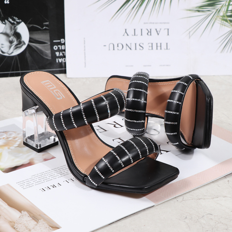 Crystal summer sandals high-heeled wears outside slippers