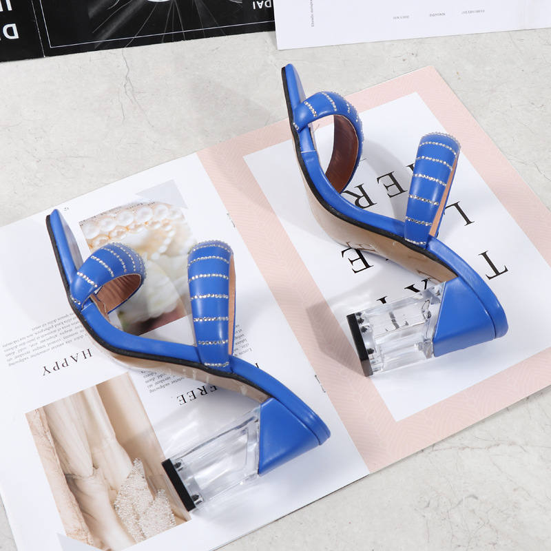 Crystal summer sandals high-heeled wears outside slippers