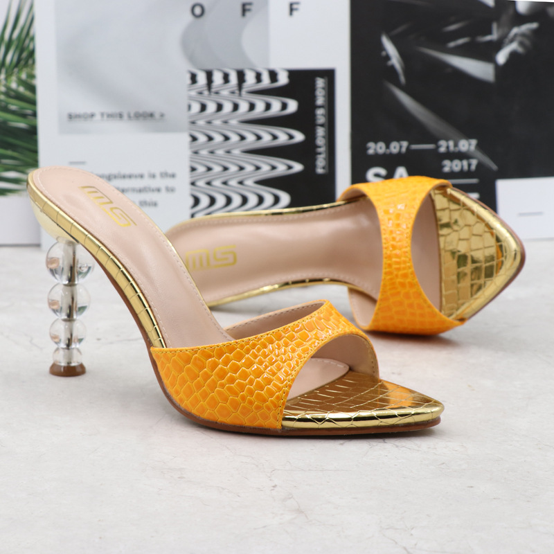Pure slippers snakeskin pattern high-heeled shoes