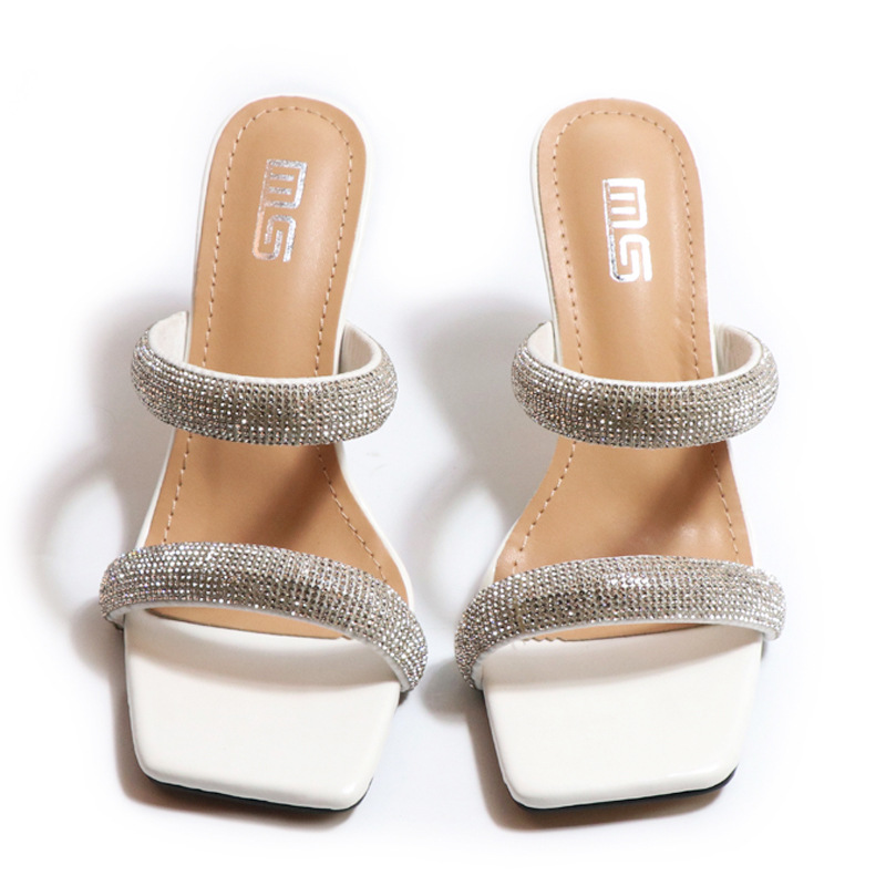 Summer pure crystal stilettos all-match cozy slippers for women