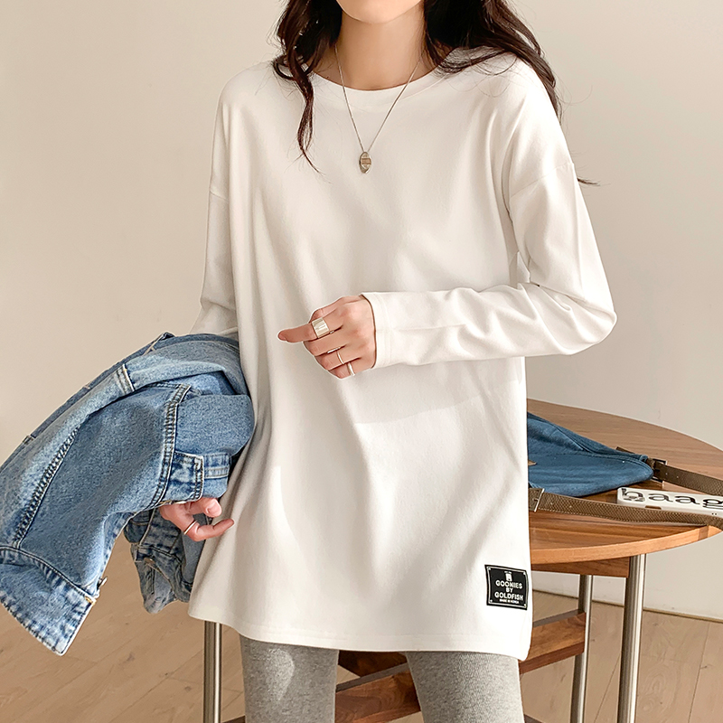 Long sleeve sueding T-shirt pure cotton tops for women
