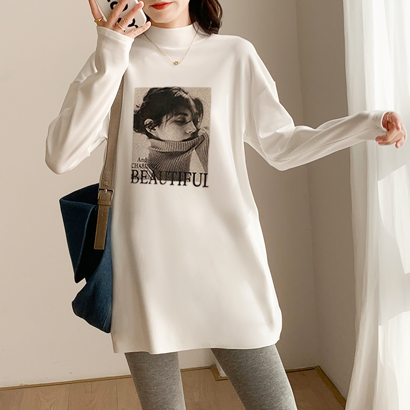 Long sleeve bottoming shirt Western style T-shirt for women