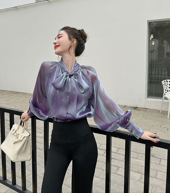 Streamer glaze chiffon shirt tender gauze tops for women