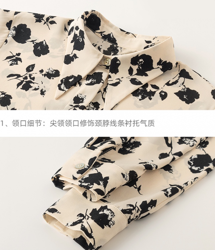 All-match loose printing shirt spring Korean style tops