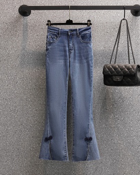Spring slim speaker long pants bow fat jeans for women