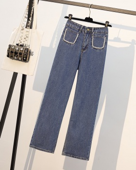 Straight slim Casual jeans beading spring loose long pants