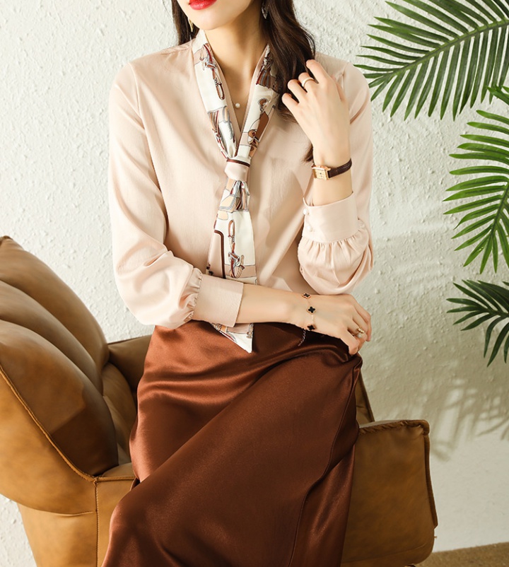 Long sleeve temperament tops chiffon Western style shirt