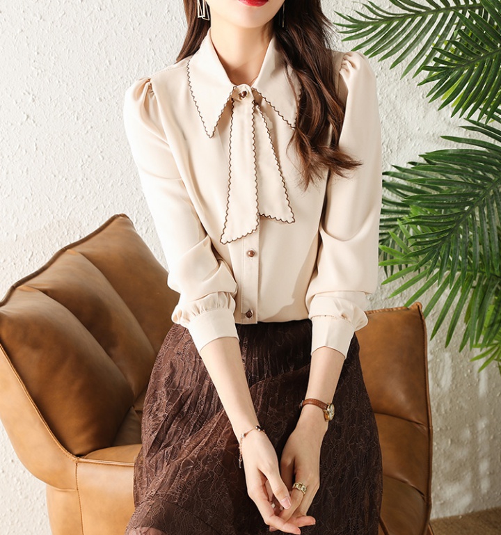 Long sleeve temperament tops chiffon Western style shirt