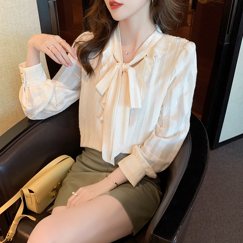 Bow chiffon shirt frenum unique tops for women