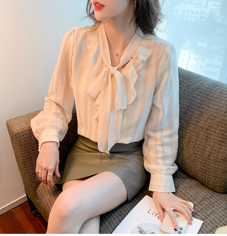 Bow chiffon shirt frenum unique tops for women