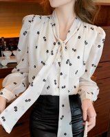 France style spring tops chiffon bow T-shirt for women