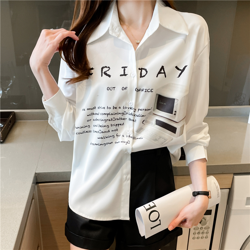 Long sleeve spring and autumn tops chiffon shirt for women