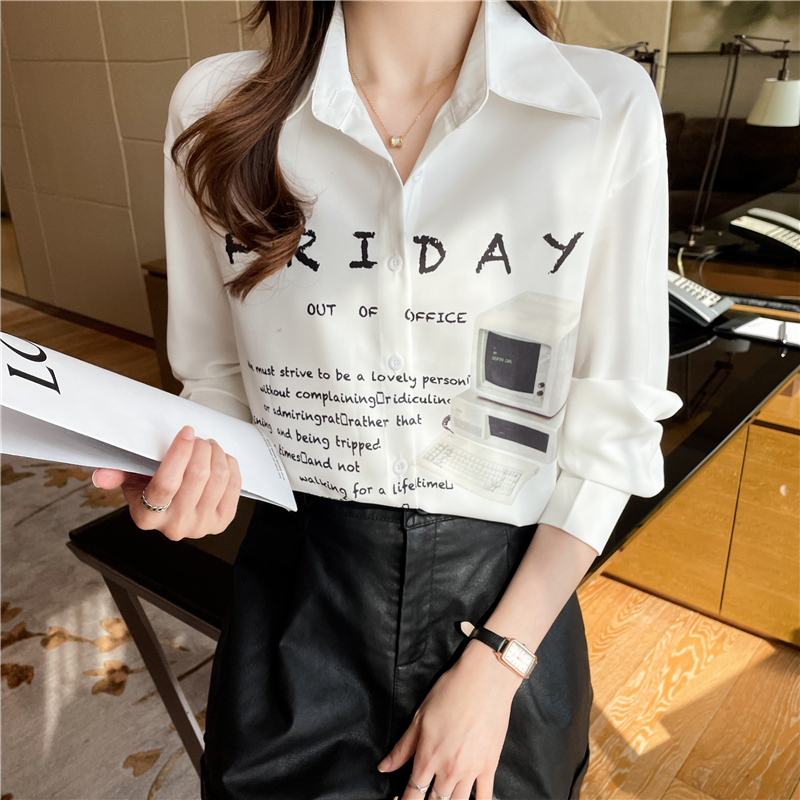 Long sleeve spring and autumn tops chiffon shirt for women