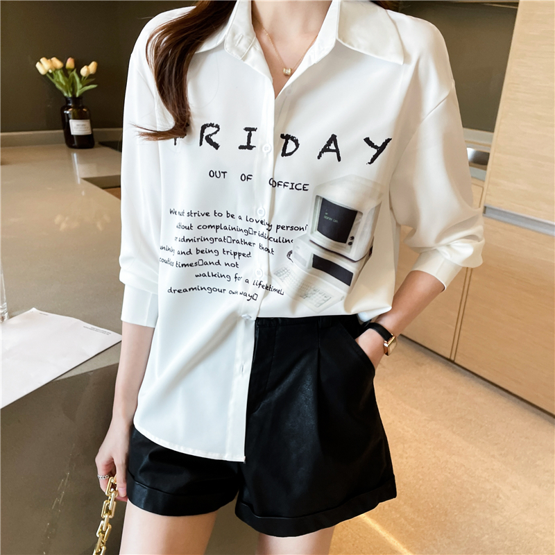 Long sleeve spring and autumn tops chiffon shirt for women