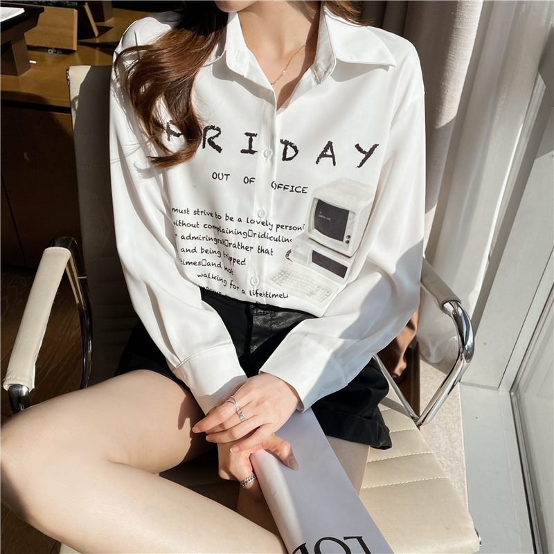 Long sleeve spring and autumn tops chiffon shirt for women