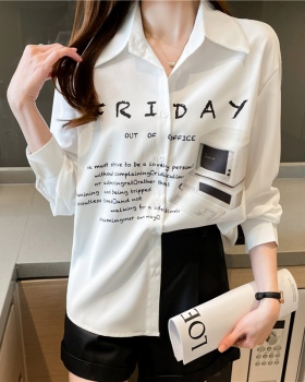 Long sleeve spring and autumn tops chiffon shirt for women