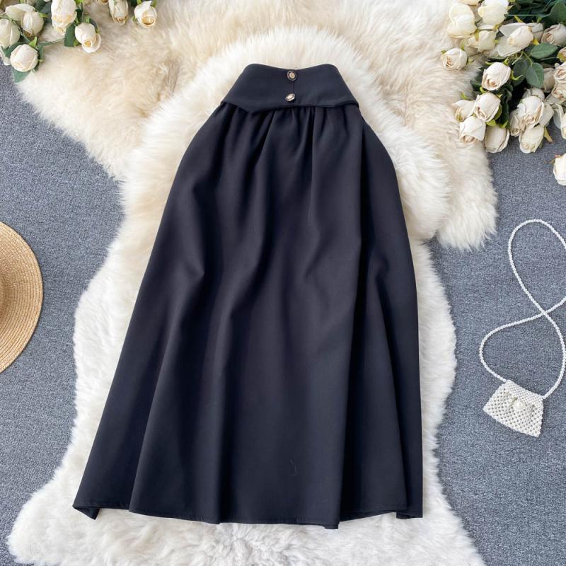 Fold high waist retro spring and summer slim skirt for women