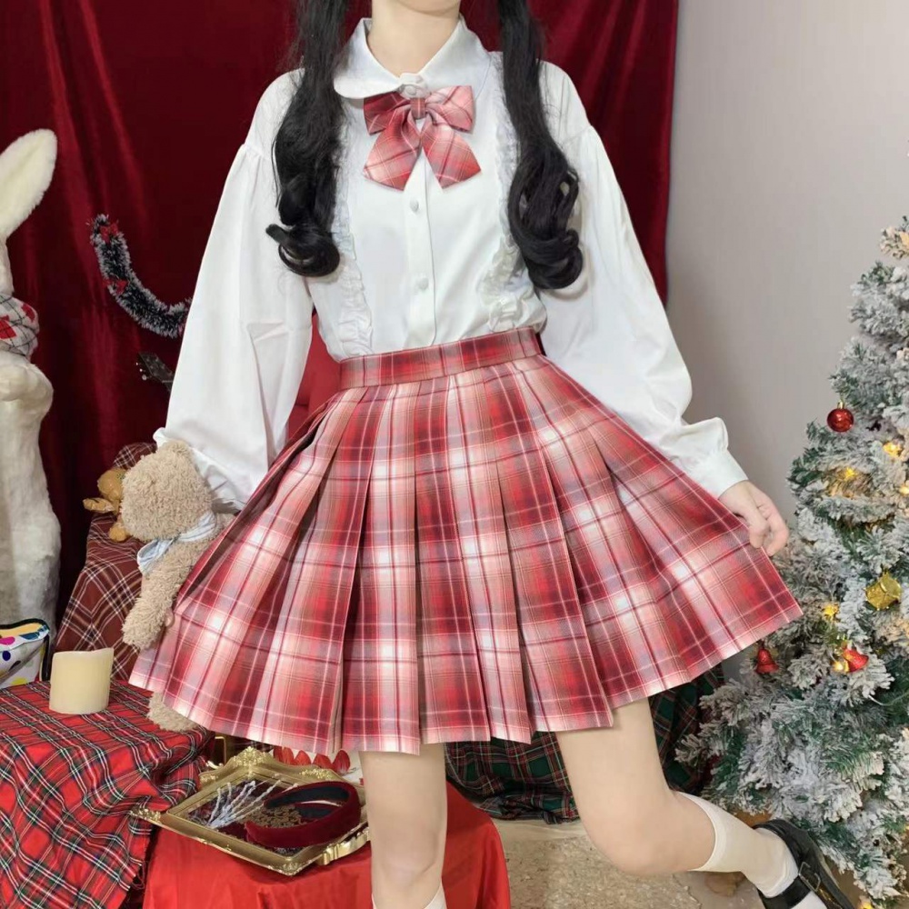 Pleated embroidery skirt college style christmas uniform a set