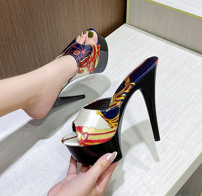 Fish mouth rubber high-heeled shoes European style sandals