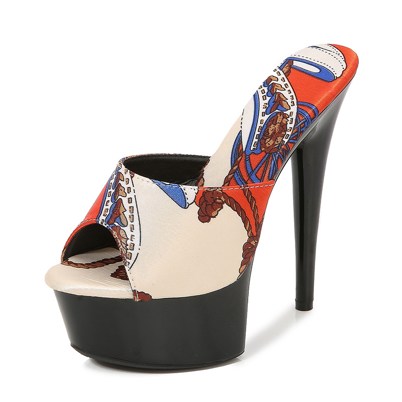 Fish mouth rubber high-heeled shoes European style sandals