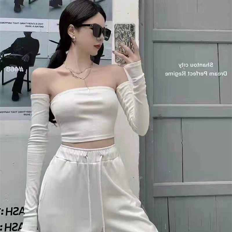 Long sleeve retro vest Korean style navel tops for women