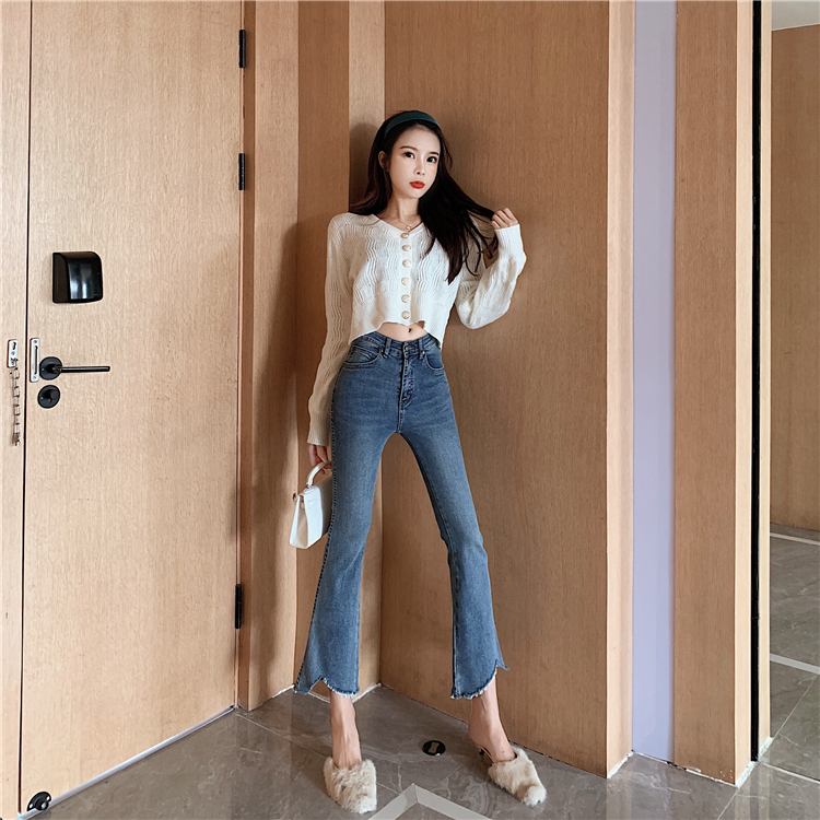 High waist Korean style flare pants all-match fashion jeans