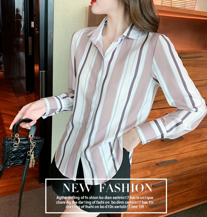 Korean style tops stripe chiffon shirt for women