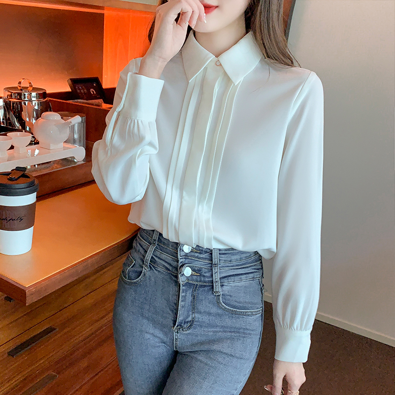 All-match white tops spring shirt for women