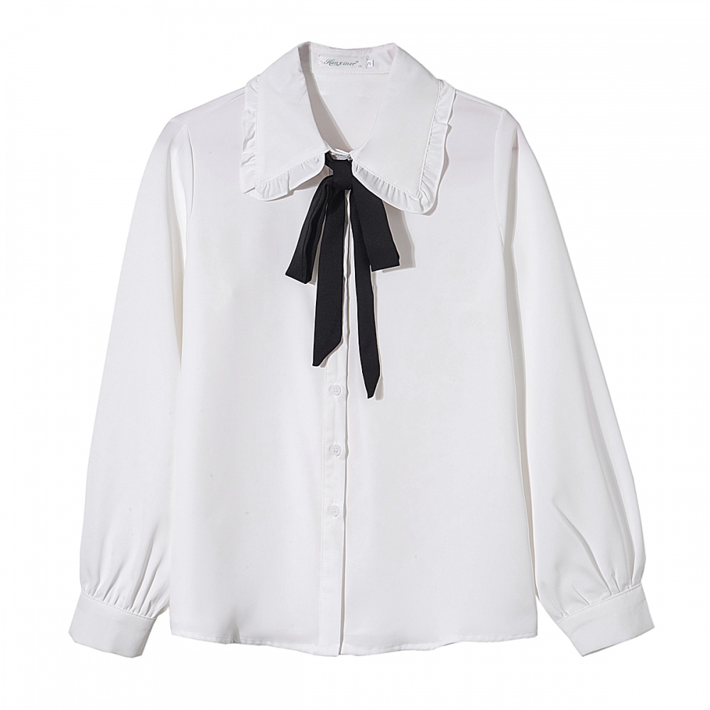 Retro spring tops chiffon doll collar shirt for women