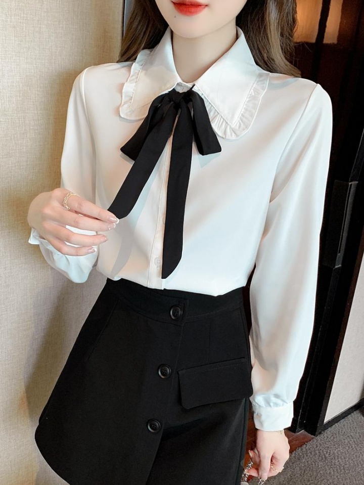Retro spring tops chiffon doll collar shirt for women