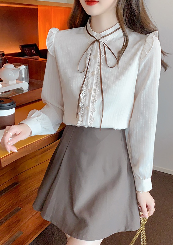 Spring lace fashion tops chiffon Western style small shirt