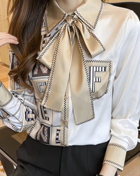 Irregular bow small shirt spring long sleeve tops