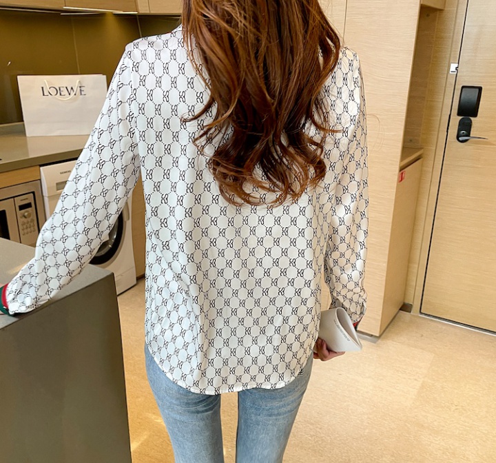 Plaid stripe tops spring and autumn satin shirt for women