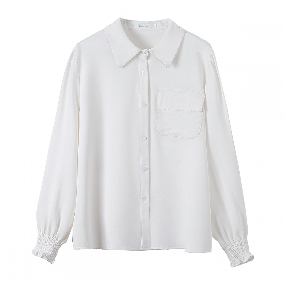 White long sleeve shirt chiffon tops for women
