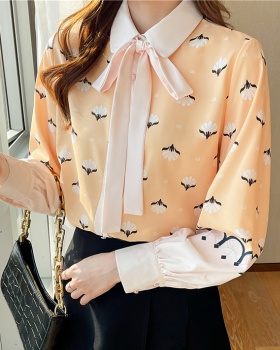 France style fashion Casual temperament bow long sleeve shirt