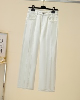 White loose wide leg pants slim straight jeans